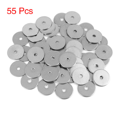 Harfington 55pcs M4 x 25mm x1.5mm Stainless Steel Car Fastener Sealing Flat Washer Gaskets