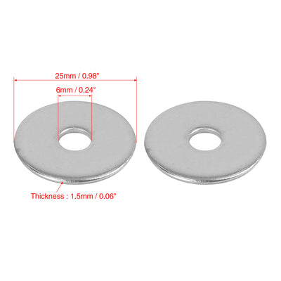 Harfington 55pcs M6 x 25mm x1.5mm Stainless Steel Car Fastener Sealing Flat Washer Gaskets