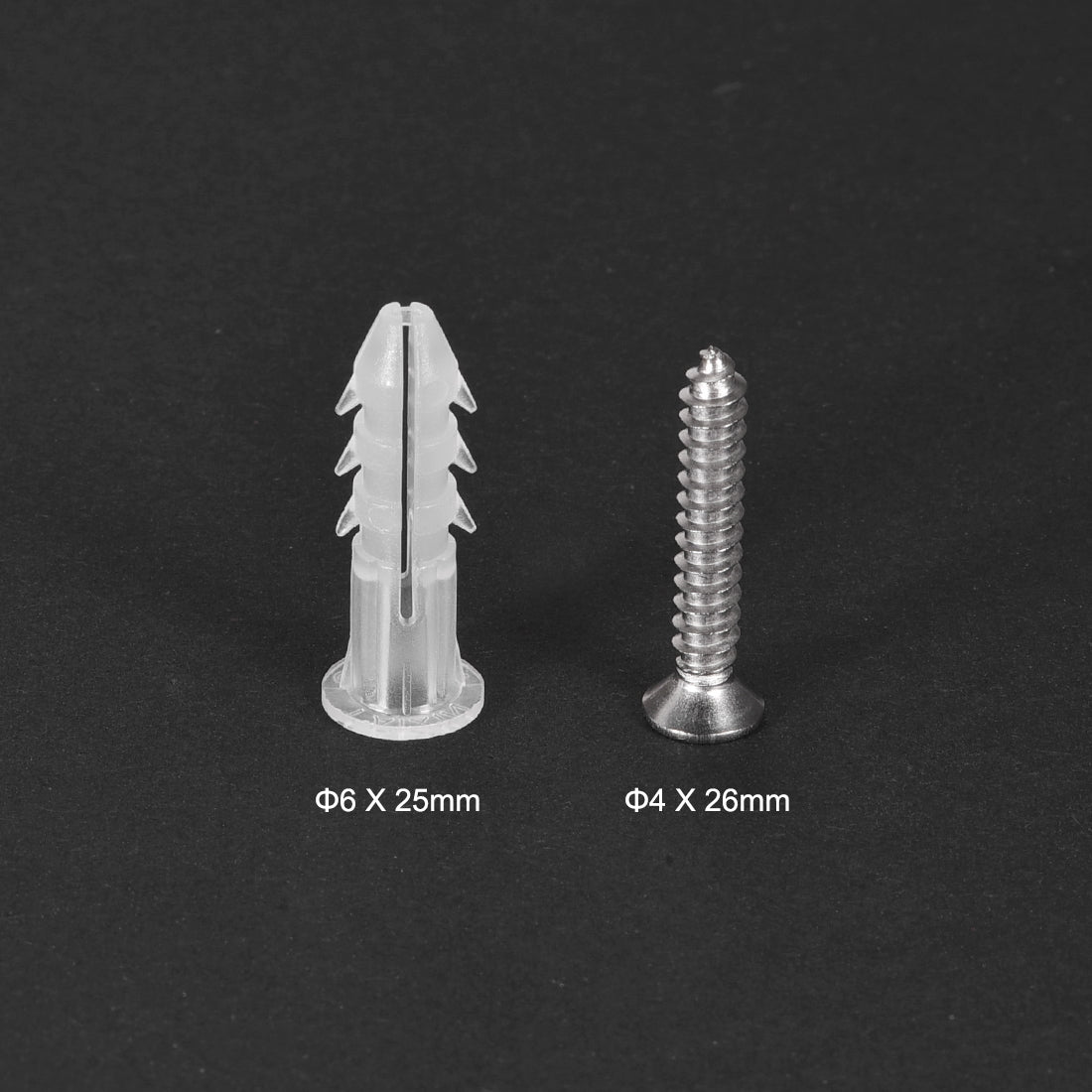 Harfington 6mmx25mm Plastic Expansion Tube for Drywall with Screws, Translucent 20pcs