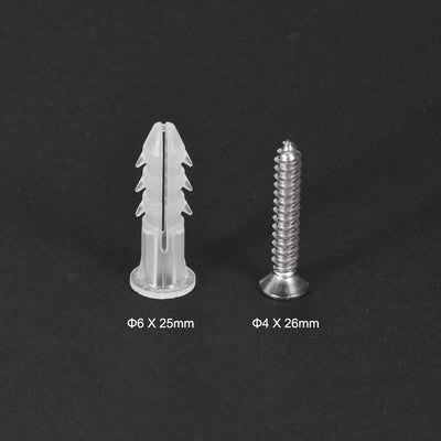 Harfington 6mmx25mm Plastic Expansion Tube for Drywall with Screws, Translucent 20pcs