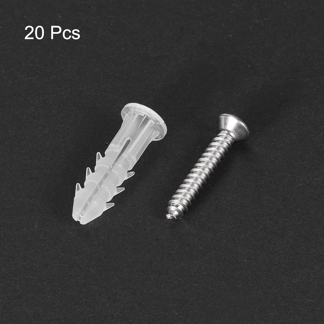 Harfington 6mmx25mm Plastic Expansion Tube for Drywall with Screws, Translucent 20pcs