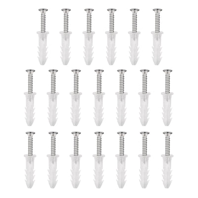 Harfington 6mmx25mm Plastic Expansion Tube for Drywall with Screws, Translucent 20pcs