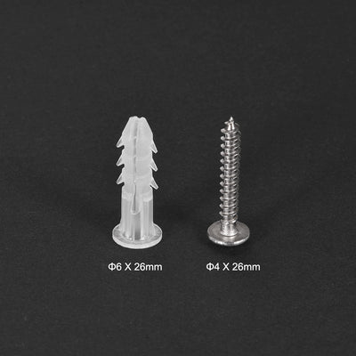 Harfington 6 x 26mm Plastic Expansion Tube for Drywall with Screws, Translucent 20pcs