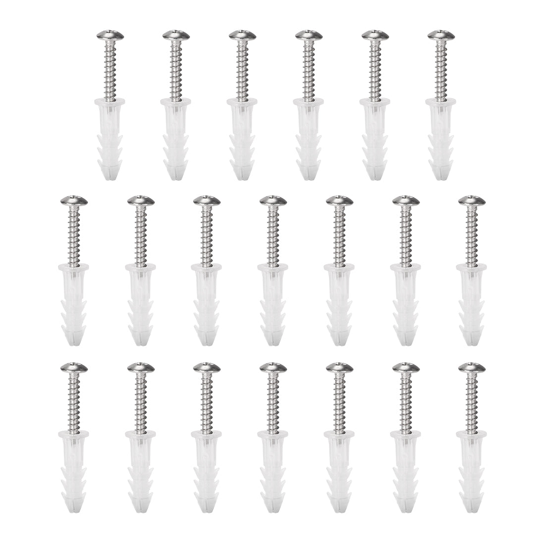 Harfington 6 x 26mm Plastic Expansion Tube for Drywall with Screws, Translucent 20pcs