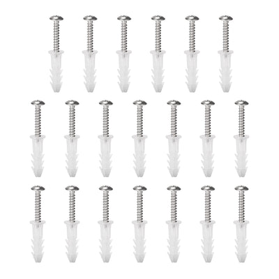 Harfington 6 x 26mm Plastic Expansion Tube for Drywall with Screws, Translucent 20pcs