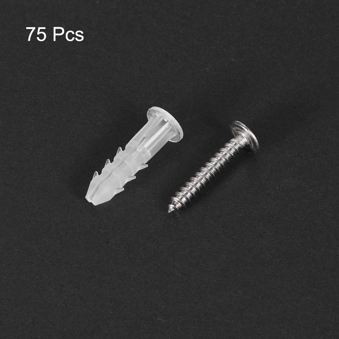 Harfington 6 x 26mm Plastic Expansion Tube for Drywall with Screws, Translucent 75pcs