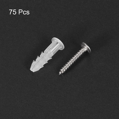 Harfington 6 x 26mm Plastic Expansion Tube for Drywall with Screws, Translucent 75pcs