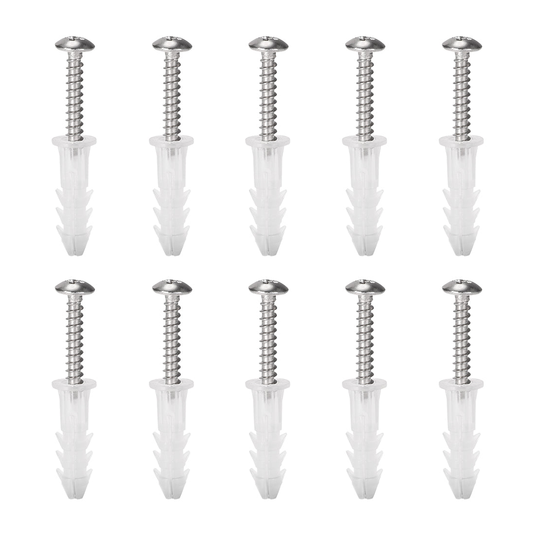 Harfington 6 x 26mm Plastic Expansion Tube for Drywall with Screws, Translucent 75pcs