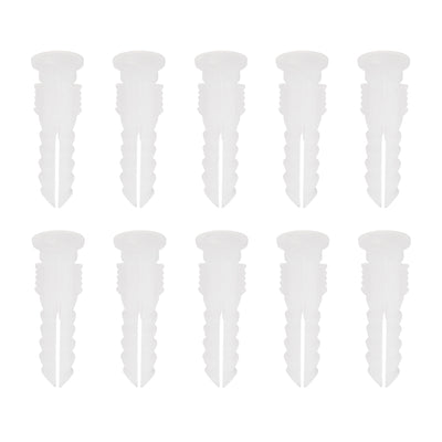 Harfington 6x30mm Plastic Expansion Tube Bolts Column Frame Fixings White 75pcs