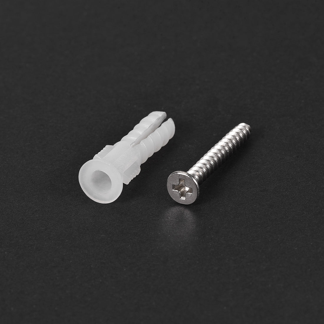 Harfington 6x30mm Plastic Expansion Tube Pipe for Drywall with Screws White 75pcs