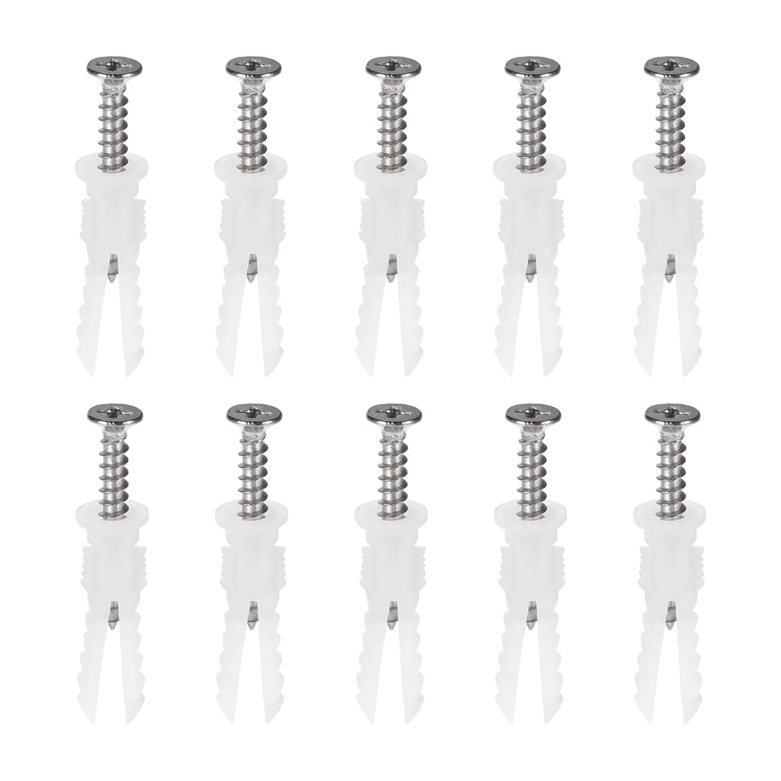 Harfington 6x30mm Plastic Expansion Tube Pipe for Drywall with Screws White 75pcs