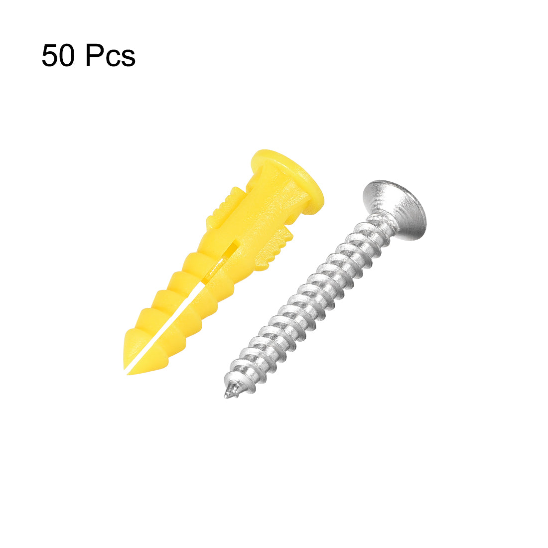 Harfington 6mx30mm Plastic Expansion Tube Pipe for Drywall with Screws Yellow 50pcs