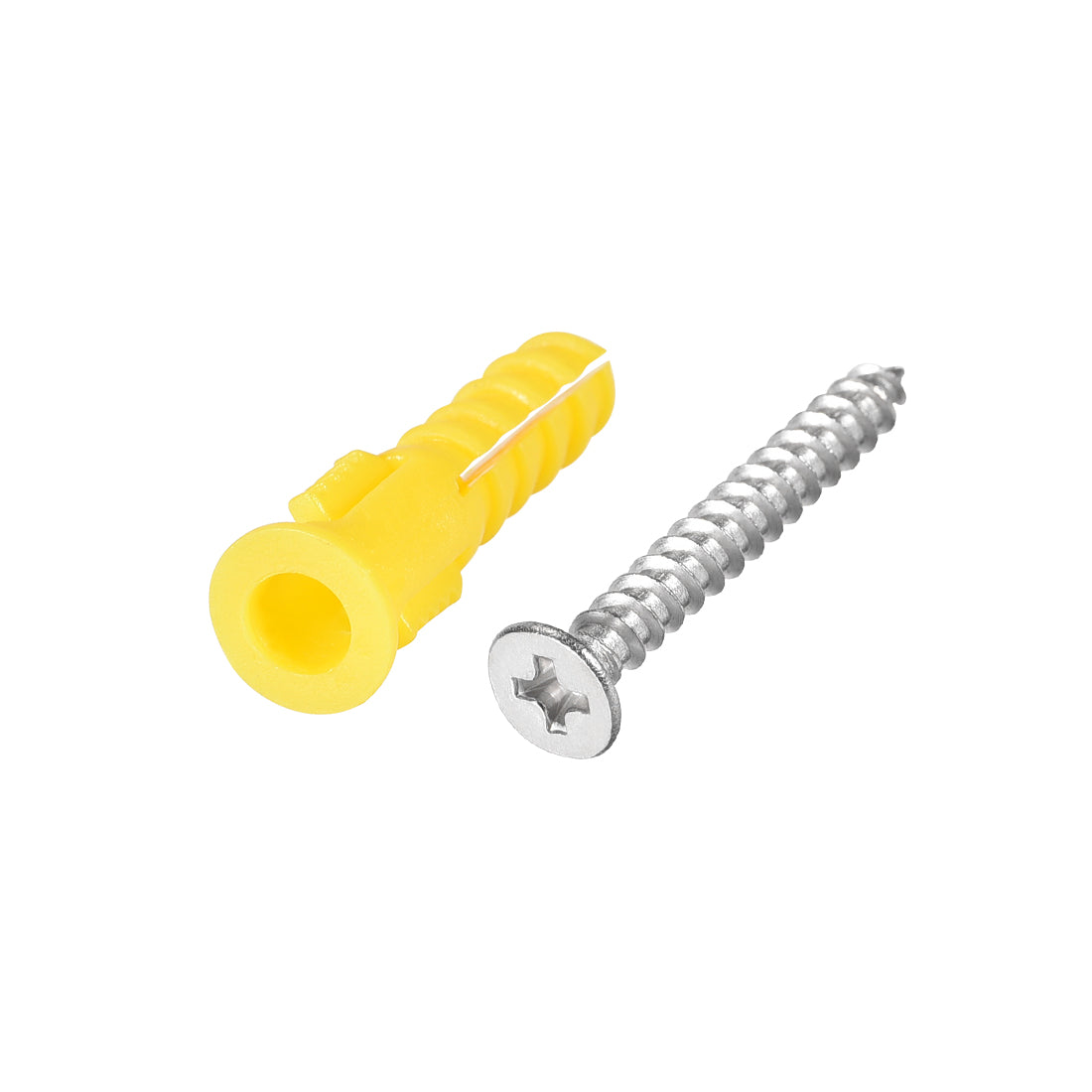 Harfington 6mx30mm Plastic Expansion Tube Pipe for Drywall with Screws Yellow 50pcs