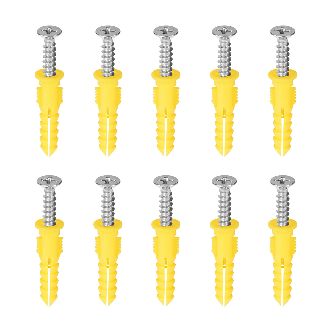 Harfington 6mx30mm Plastic Expansion Tube Pipe for Drywall with Screws Yellow 50pcs