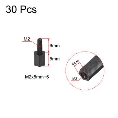 Harfington M2 Male to Female Hex Nylon Spacer Standoff 30pcs