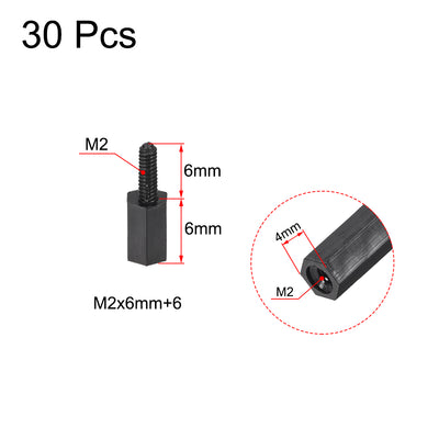 Harfington M2 Male to Female Hex Nylon Spacer Standoff 30pcs