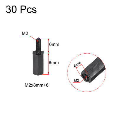 Harfington M2 Male to Female Hex Nylon Spacer Standoff 30pcs