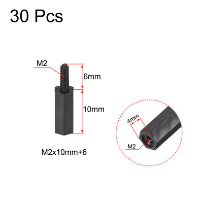 Harfington M2 Male to Female Hex Nylon Spacer Standoff 30pcs