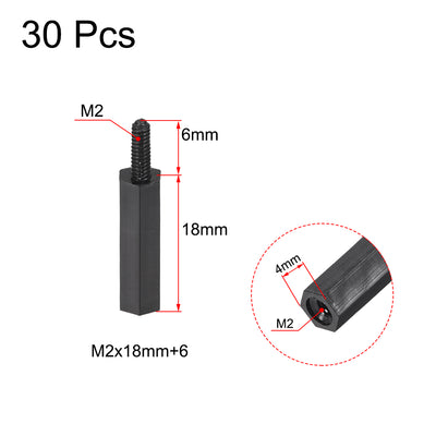 Harfington M2 Male to Female Hex Nylon Spacer Standoff 30pcs