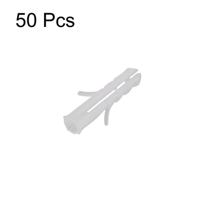 Harfington 4x20mm Plastic Expansion Tube Bolts Column Frame Fixings White 50pcs