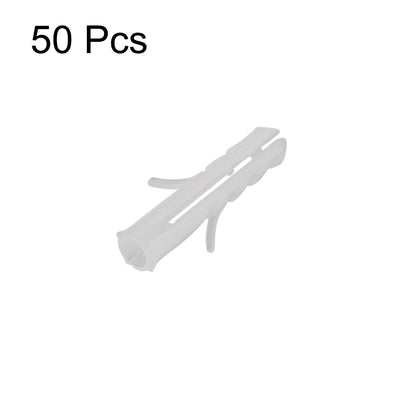 Harfington 5x25mm Plastic Expansion Tube Bolts Column Frame Fixings White 50pcs