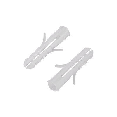 Harfington 5x25mm Plastic Expansion Tube Bolts Column Frame Fixings White 50pcs