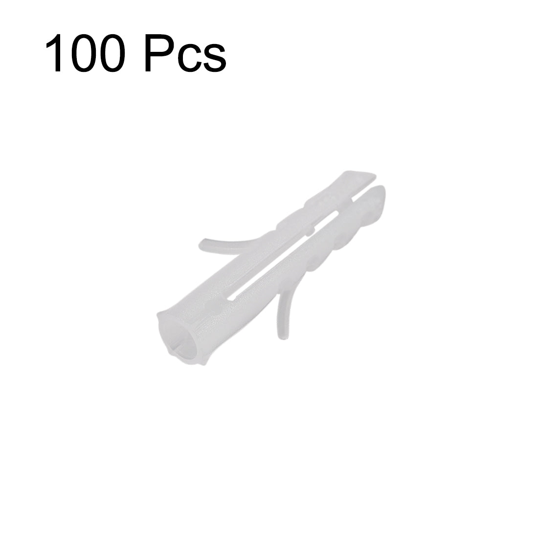 Harfington 5x25mm Plastic Expansion Tube Bolts Column Frame Fixings White 100pcs