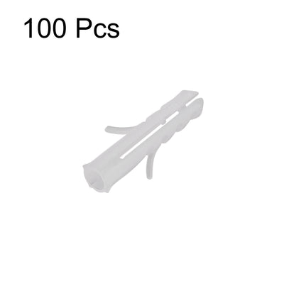 Harfington 5x25mm Plastic Expansion Tube Bolts Column Frame Fixings White 100pcs