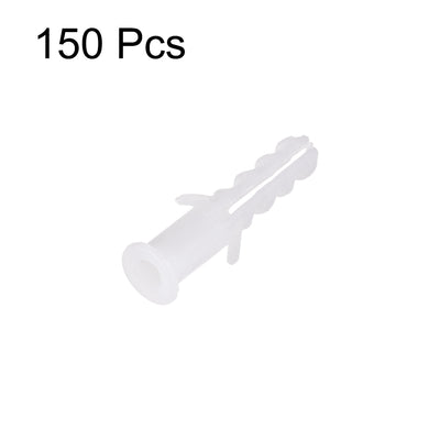 Harfington 6mmx30mm Plastic Expansion Tube Bolts Column Frame Fixings White 150pcs