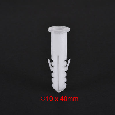 Harfington 10x40mm Plastic Bolts Expansion Pipe Column Frame Fixings White 35pcs