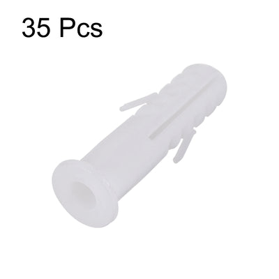 Harfington 10x40mm Plastic Bolts Expansion Pipe Column Frame Fixings White 35pcs