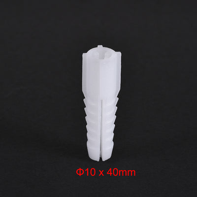 Harfington 10x40mm Plastic Expansion Tube Bolts Column Frame Fixings White 30pcs