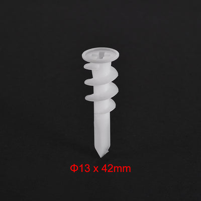 Harfington 13x42mm Plastic Expansion Tube Drywall Wall Fixing White 50pcs