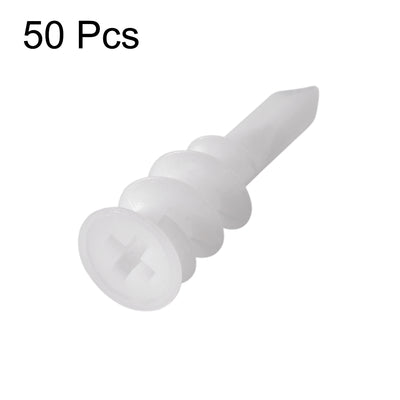 Harfington 13x42mm Plastic Expansion Tube Drywall Wall Fixing White 50pcs