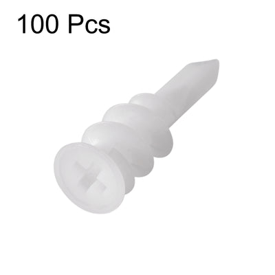 Harfington 13x42mm Plastic Expansion Tube Drywall Wall Fixing White 100pcs