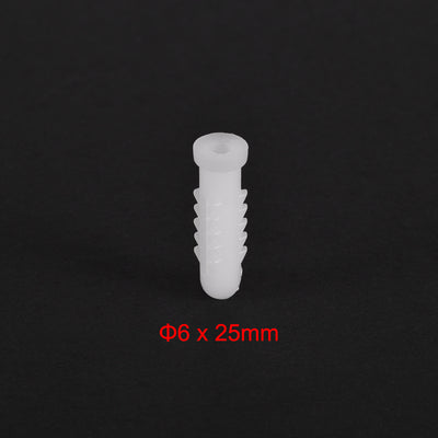 Harfington 6x25mm Plastic Bolts Expansion Pipe Column Frame Fixings White 30pcs