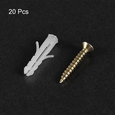 Harfington 5x25mm Plastic Expansion Tube for Drywall with Color Zinc Screws White 20pcs