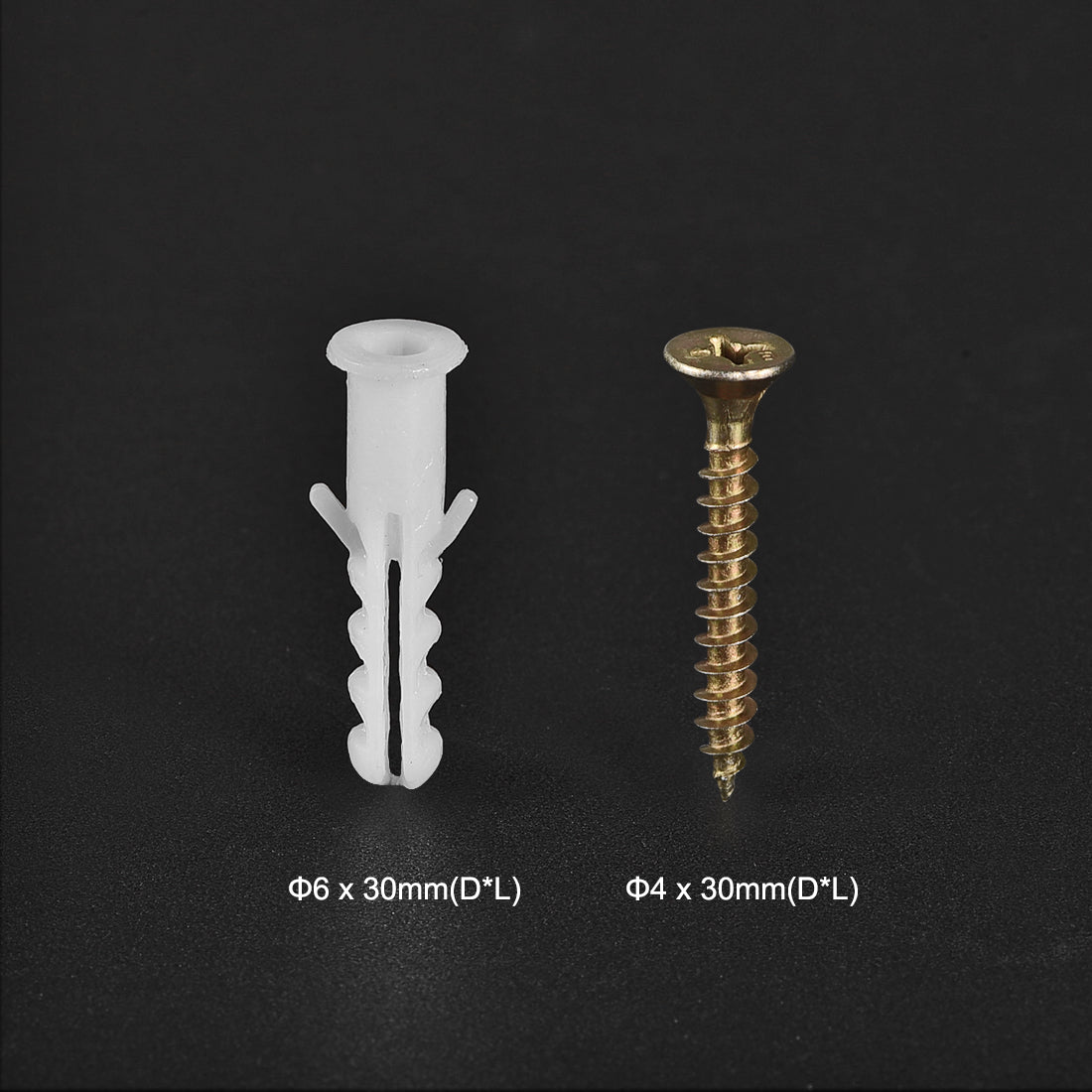 Harfington 6x30mm Plastic Expansion Tube for Drywall with Color Zinc Screws White 50pcs