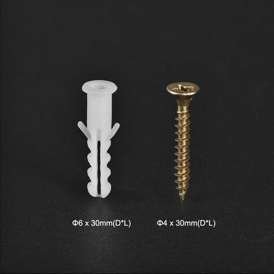 Harfington 6x30mm Plastic Expansion Tube for Drywall with Color Zinc Screws White 50pcs