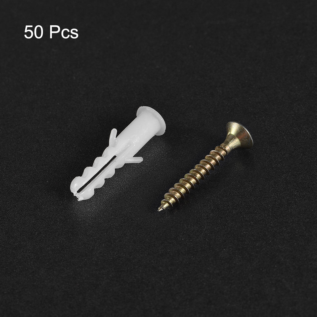 Harfington 6x30mm Plastic Expansion Tube for Drywall with Color Zinc Screws White 50pcs