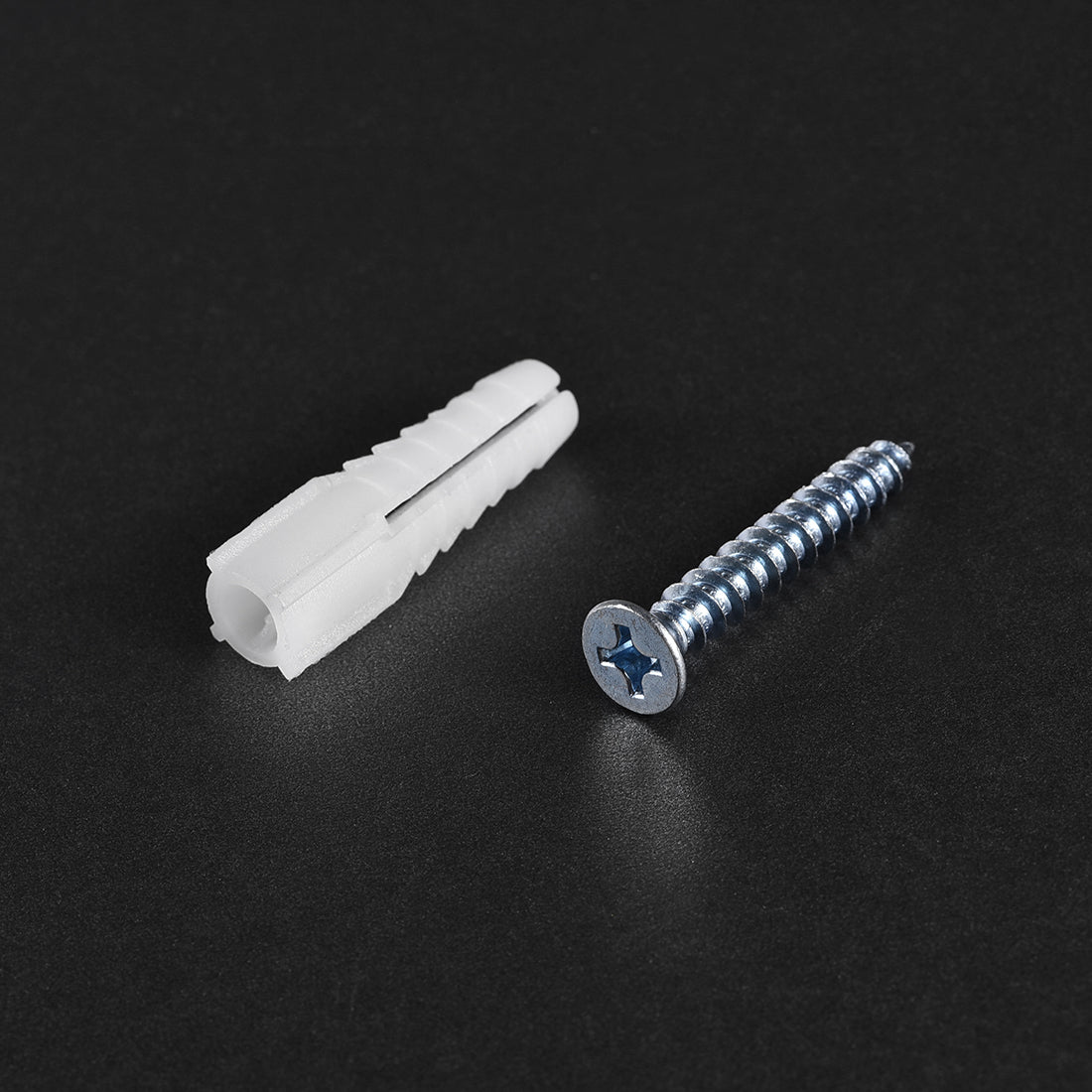 Harfington 10x40mm Plastic Expansion Tube for Drywall with Screws White 50pcs
