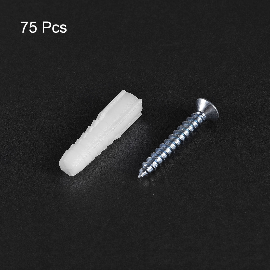 Harfington 10x40mm Plastic Expansion Tube for Drywall with Screws White 75pcs