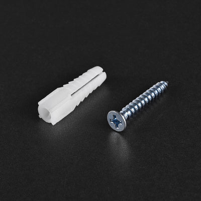 Harfington 10x40mm Plastic Expansion Tube for Drywall with Screws White 75pcs