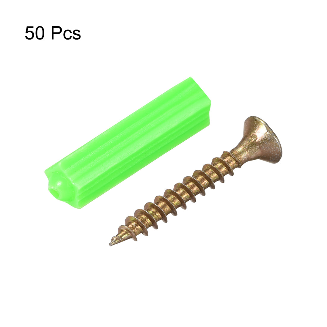Harfington 7x26mm Green Plastic Masonry Screw Household Expansion Tube 50pcs