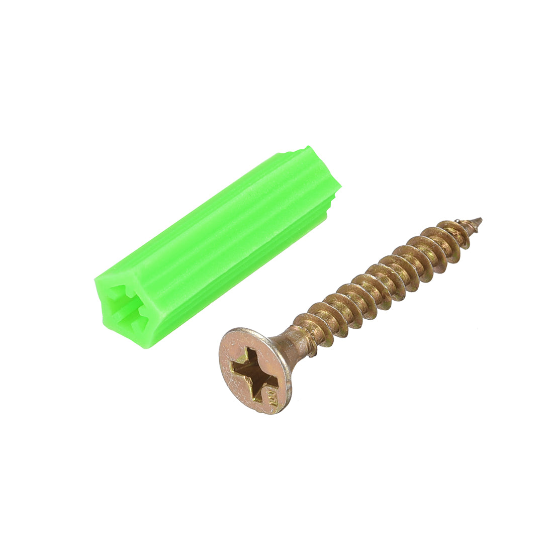 Harfington 7x26mm Green Plastic Masonry Screw Household Expansion Tube 50pcs
