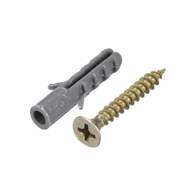 Harfington 6mmx30mm Plastic Expansion Tube for Drywall with Screws Gray 40pcs