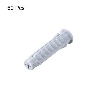 Harfington 6x30mm Plastic Expansion Tube Bolts Column Frame Fixings Gray 60pcs