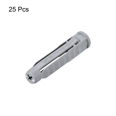 Harfington 10x50mm Plastic Expansion Tube Bolts Column Frame Fixings Gray 25pcs