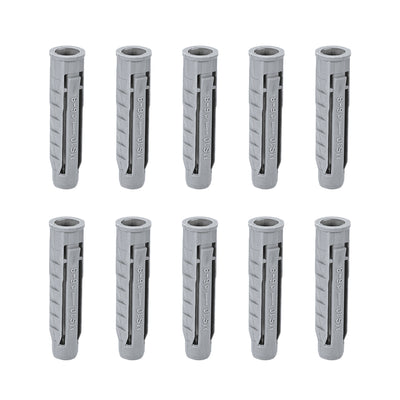 Harfington 10x50mm Plastic Expansion Tube Bolts Column Frame Fixings Gray 75pcs