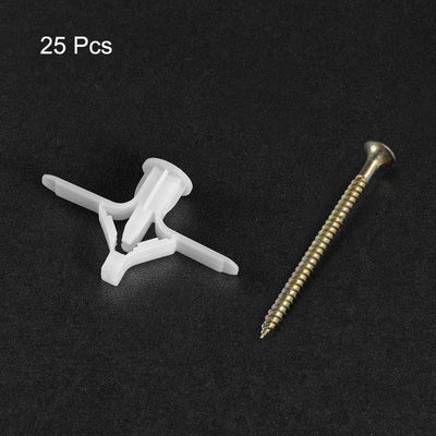 Harfington 13x50mm Plastic Expansion Tube for Hollow Drywall with Screws White 25pcs